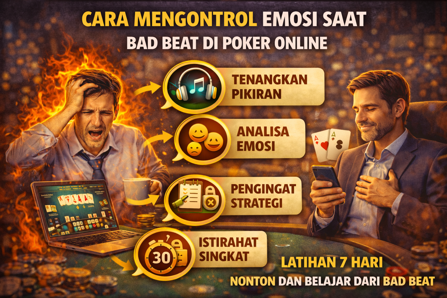 Cara Mengontrol Emosi Saat Bad Beat di Poker Online